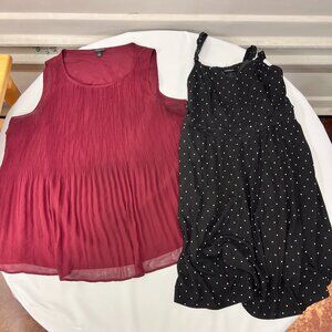 Lot of 2 Torrid Women's Sz 1 Black&White Polka Dot Dress, Pullover Blouse Sleeve